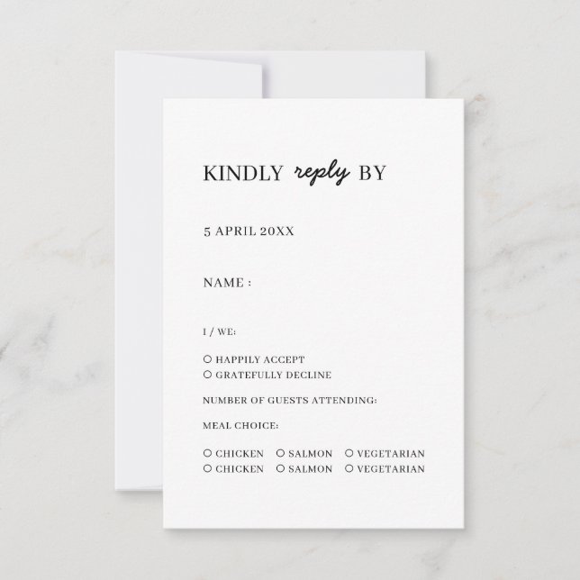 Design Minimalista Moderno de RSVP de Casamento Li (Frente)