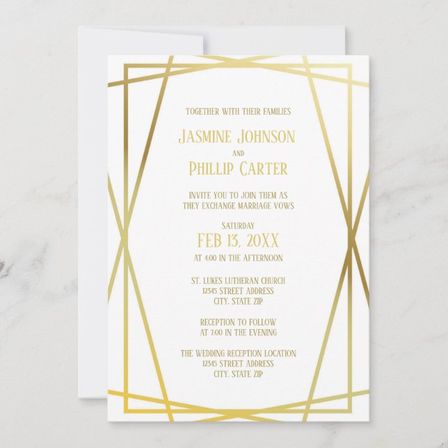Design Moderno Clássico - Convite de Casamento/Rec (Frente)