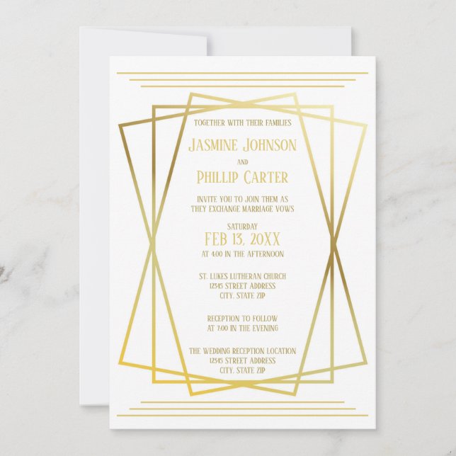 Design Moderno Clássico - Convite de Casamento/Rec (Frente)