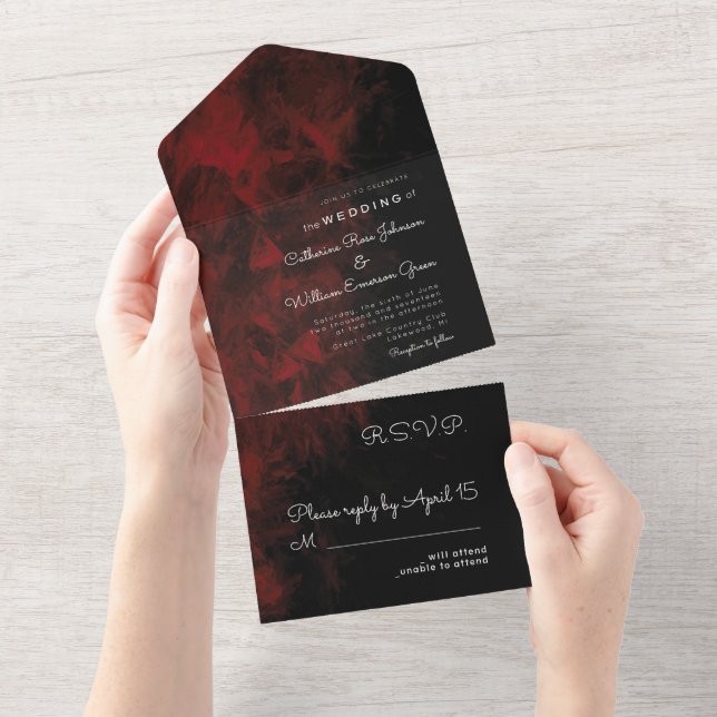 Design Moderno de Casamento Vermelho 'n Preto Pass (Tearaway)