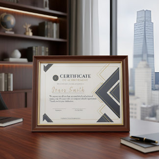 Design Moderno de Certificado de Conquista em Dour