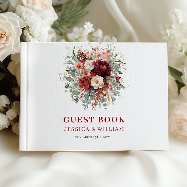 Design Moderno de Livro de Visitas de Casamento em (Modern Terracotta Boho Wedding Guest Book Design

)
