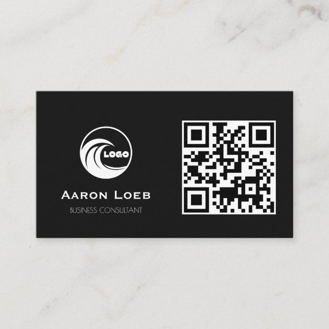 Design Moderno Preto| Cartão de Visita com Código  (Frente)