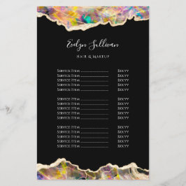 Design opal no folheto da lista de preços preto