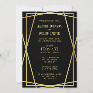 Design Preto De Médio De - Convite De Casamento/