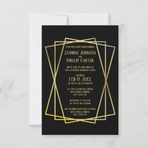 Design Preto do médio do  - Convite para Casamento