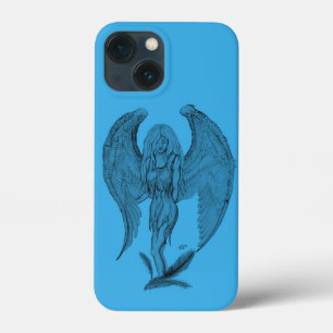 Design preto e azul do anjo