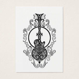 Design preto intrincado da guitarra no branco
