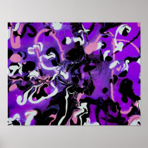 Design preto, roxo, cor-de-rosa & branco - poster