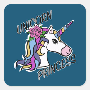 Design Princesa Unicórnio - Adesivos Quadrados
