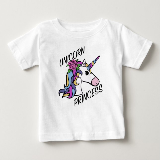 Design Princesa Unicórnio - T-Shirt Bebê de Jersey (Frente)