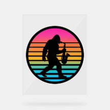 Design Retro Pôr do Sol Saxofone Jazz Pé Grande