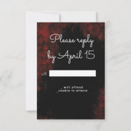 Design RSVP de de Casamento Negra Vermelho e Passi