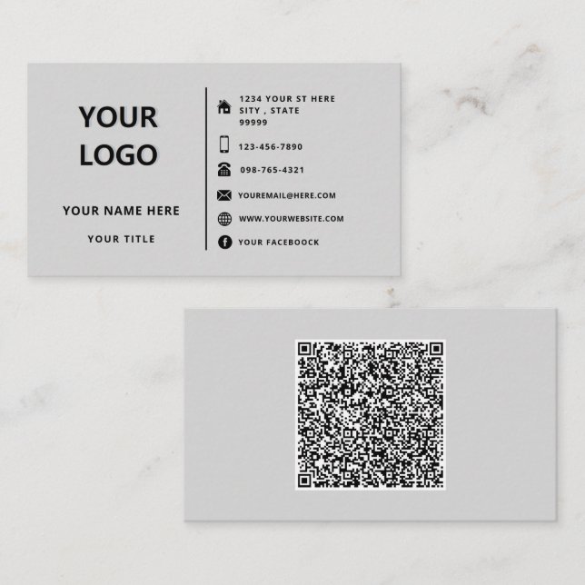 Design seu próprio Cartão de visita de código QR d (Frente/Verso)