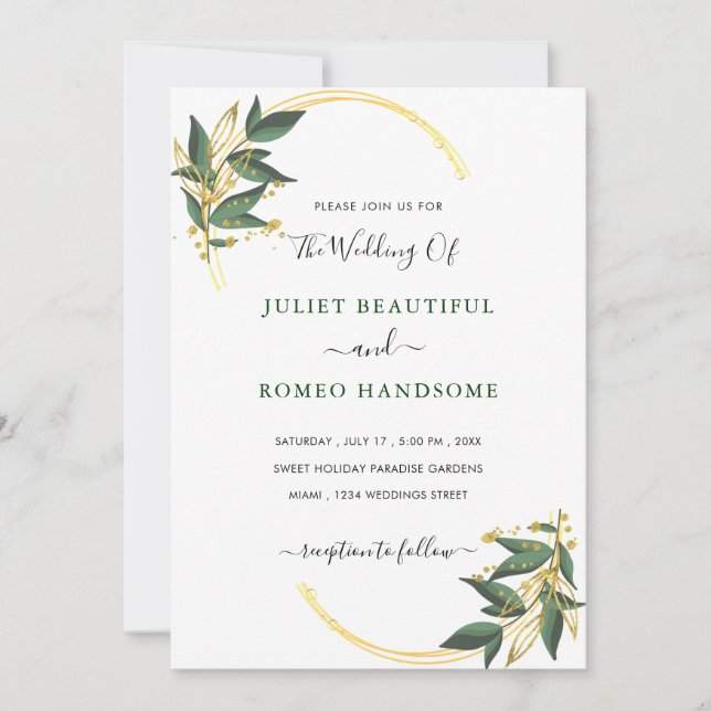 Design Seu Próprio Convite Dourado De Casamento (Frente)