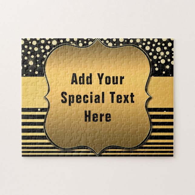 Design seu próprio Quebra-cabeça Dourado preto com (Horizontal)