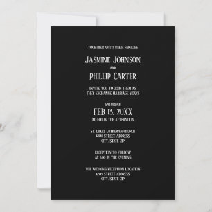Design simples B&W - Convite para Casamento/Recepç