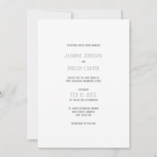 Design Simples Cinza - Convite de Casamento