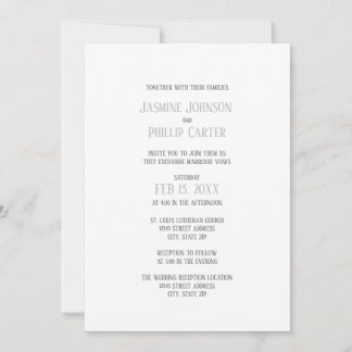 Design Simples Cinza - Convite de Casamento/Noivad