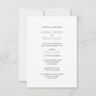 Design Simples Cinza - Convite de Casamento/Recepç