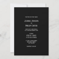 Design Simples Preto e Cinza - Convite de Casament