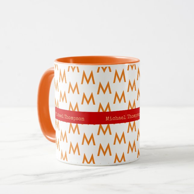 Design sua própria caneca cor de laranja com o nom (Frente Esquerda)