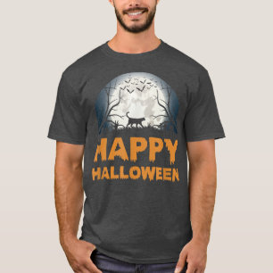 Design T-Shirt de gato-de-lua assustador do Dia da