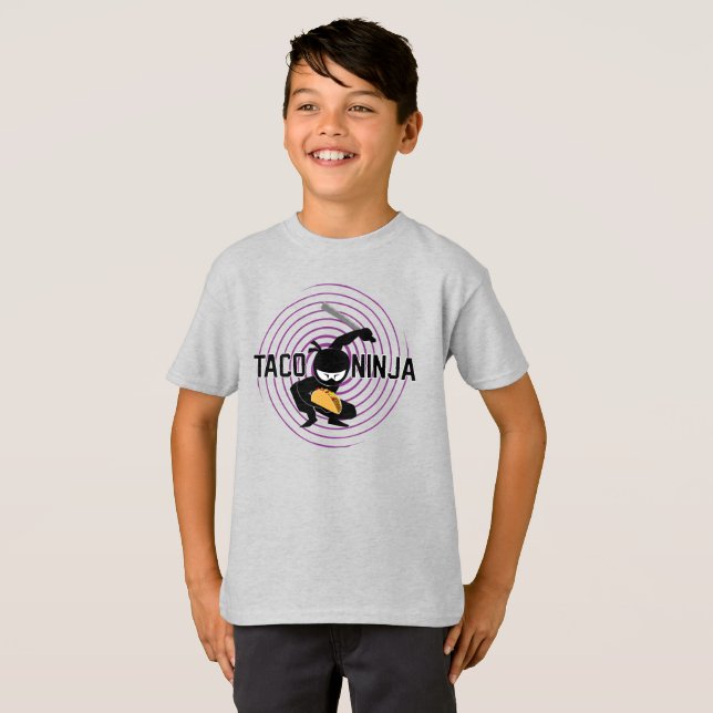 Design Taco Ninja - Camiseta Básica para Crianças (Frente Completa)