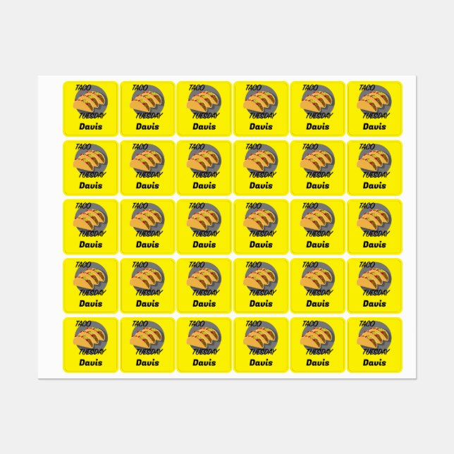 Design Taco Terça-feira - Etiqueta de Vestuário Pe (Folha)