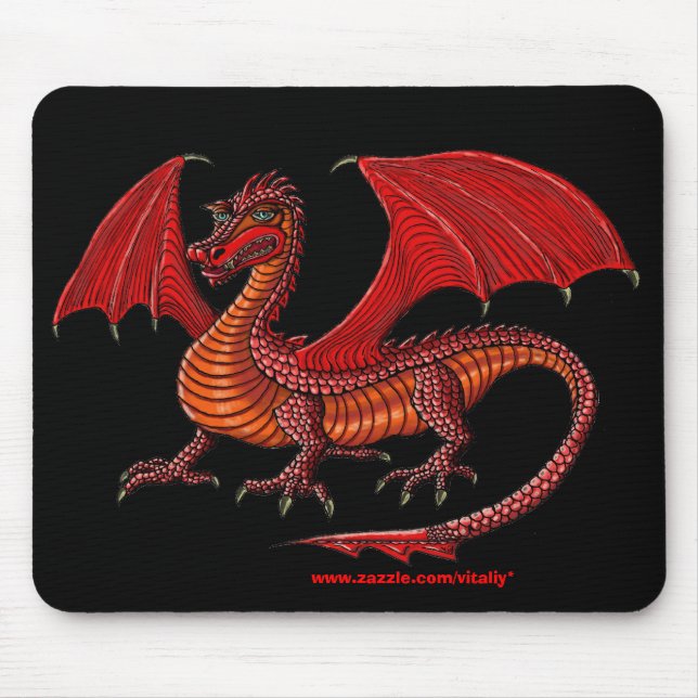 Design vermelho do mousepad do dragão (Frente)