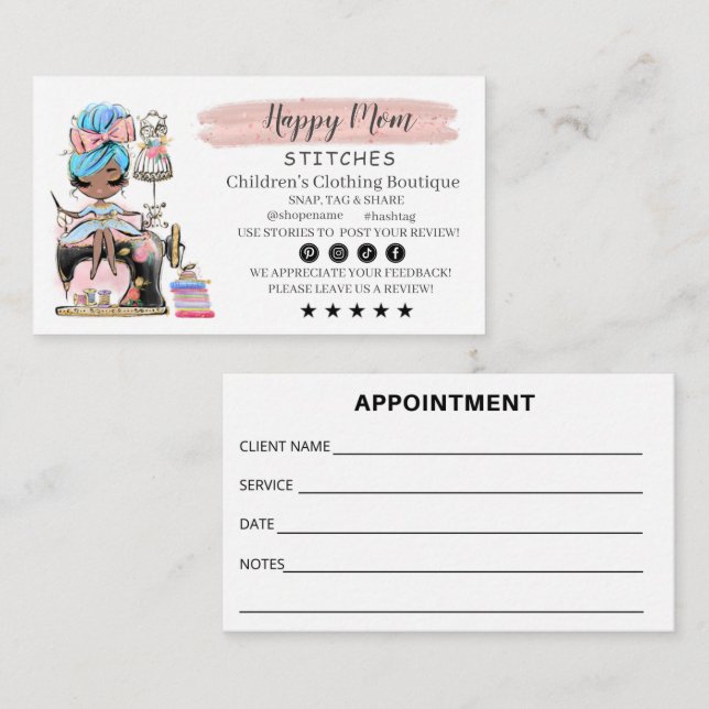 Designer de Moda de Cartão de visita de costura (Frente/Verso)