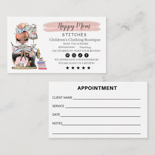 Designer de Moda de Cartão de visita de costura (Frente/Verso)