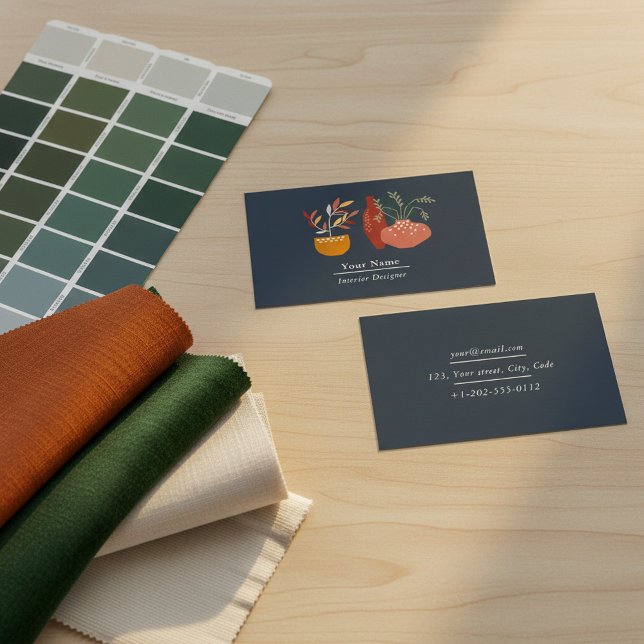 Designers interiores, cartão de visita de plantas  (Interior designer, house plant business card)