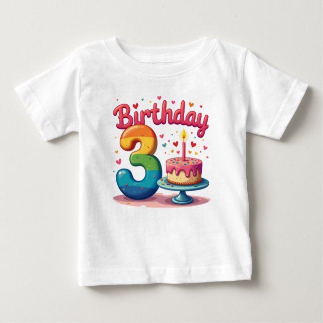 Designs de camiseta para o aniversário de três ano (Frente)