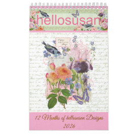 designs hellosusan Calendário de 12 Meses 2026