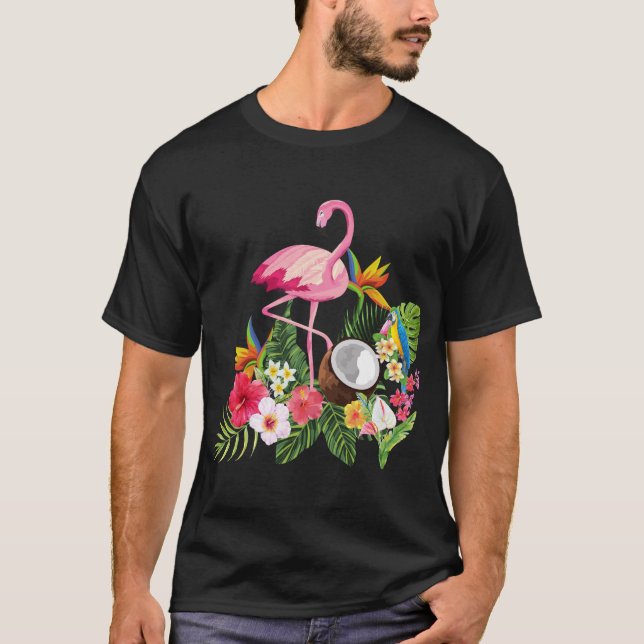 Designs tropicais Flamingo T-Shirt (Frente)