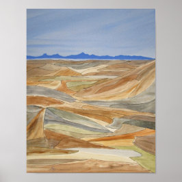 Desolar Impressão de Arte de Linha de Cores de Águ