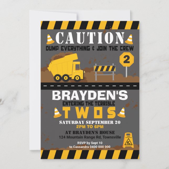 Despejar segundo aniversário de Convite de festas  (Frente)