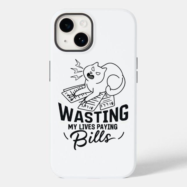 Desperdiçando Minhas Vidas Design de Gato Engraçad (Verso)