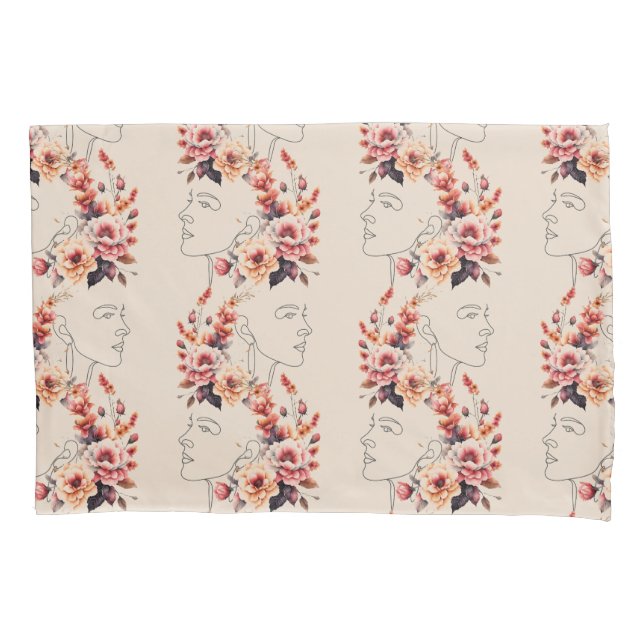 DESTAQUE DE ROSTO DE CASO DE travesseiro EM FLORES (Frente)