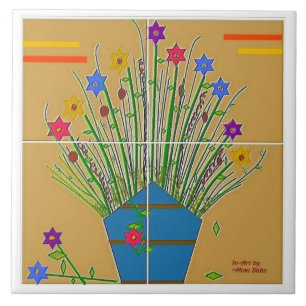 "Destaque Floral" 6x6 Azulejo cerâmico