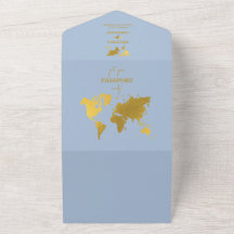 Destination Wedding World Passport Dusty Blue Gold