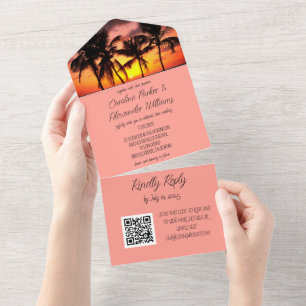 Destino de Praia Tropical Elegante Código QR RSVP