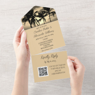 Destino de praia tropical RSVP Elegante Código QR