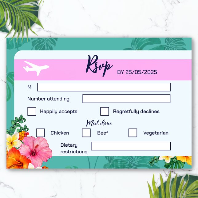 Destino do Convite de Casamento de Embarque (Boarding Pass Destination Wedding RSVP)