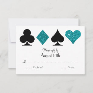 Destino Las Vegas Casamento RSVP Teal Glitter