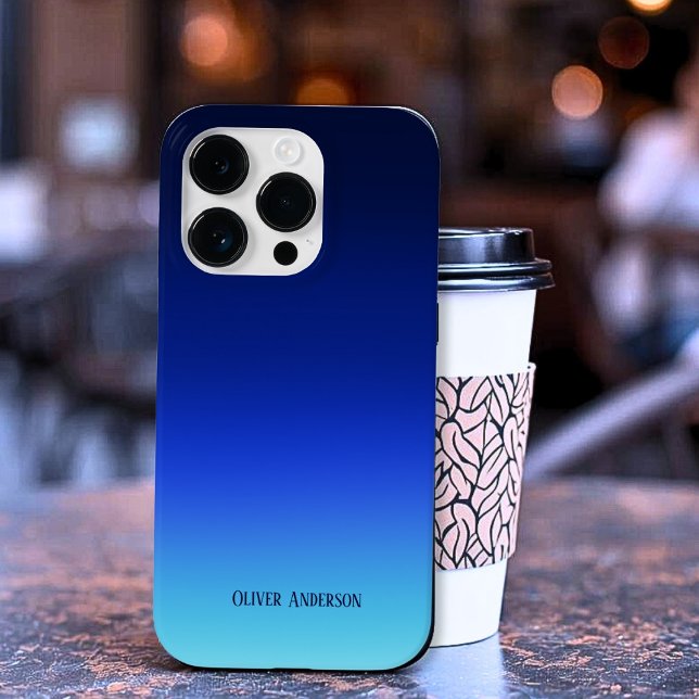 Desvanecimento mínimo do azul profundo para aqua c (Minimalist Blue Case-Mate iPhone Case)