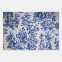 Desvinculação do toile de jouy azul e branco