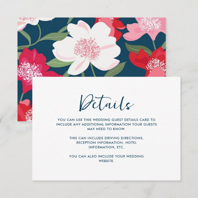 Detalhe de Convidado do Casamento Floral Vermelho  (Frente/Verso)