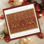 Detalhe de puxão de Natal com cervos e árvores<br><div class="desc">Feliz Natal,  ouro e vermelho escuro. Veados,  árvores de Natal e flocos de neve...  detalhes de um pullover tricotado. Mensagem personalizável.</div>
